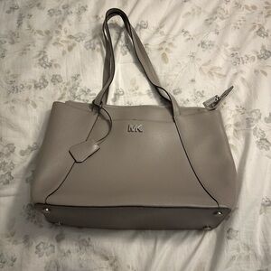 Michael Kors Gray Leather Tote with Structured Design
